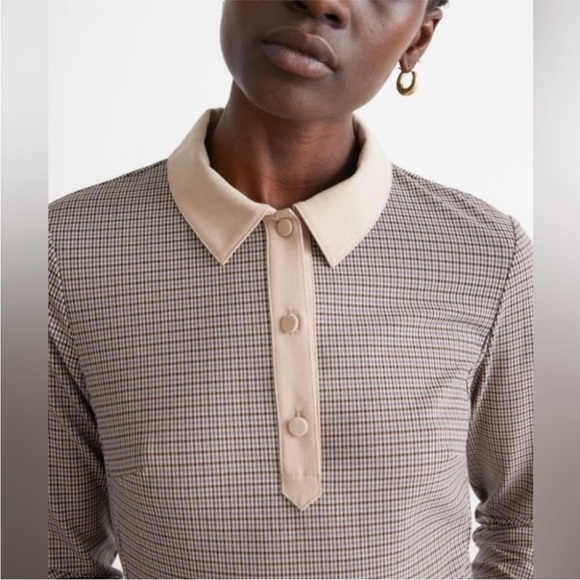& OTHER STORIES Collared Check Long Sleeve Mini Dress - Picture 3 of 9
